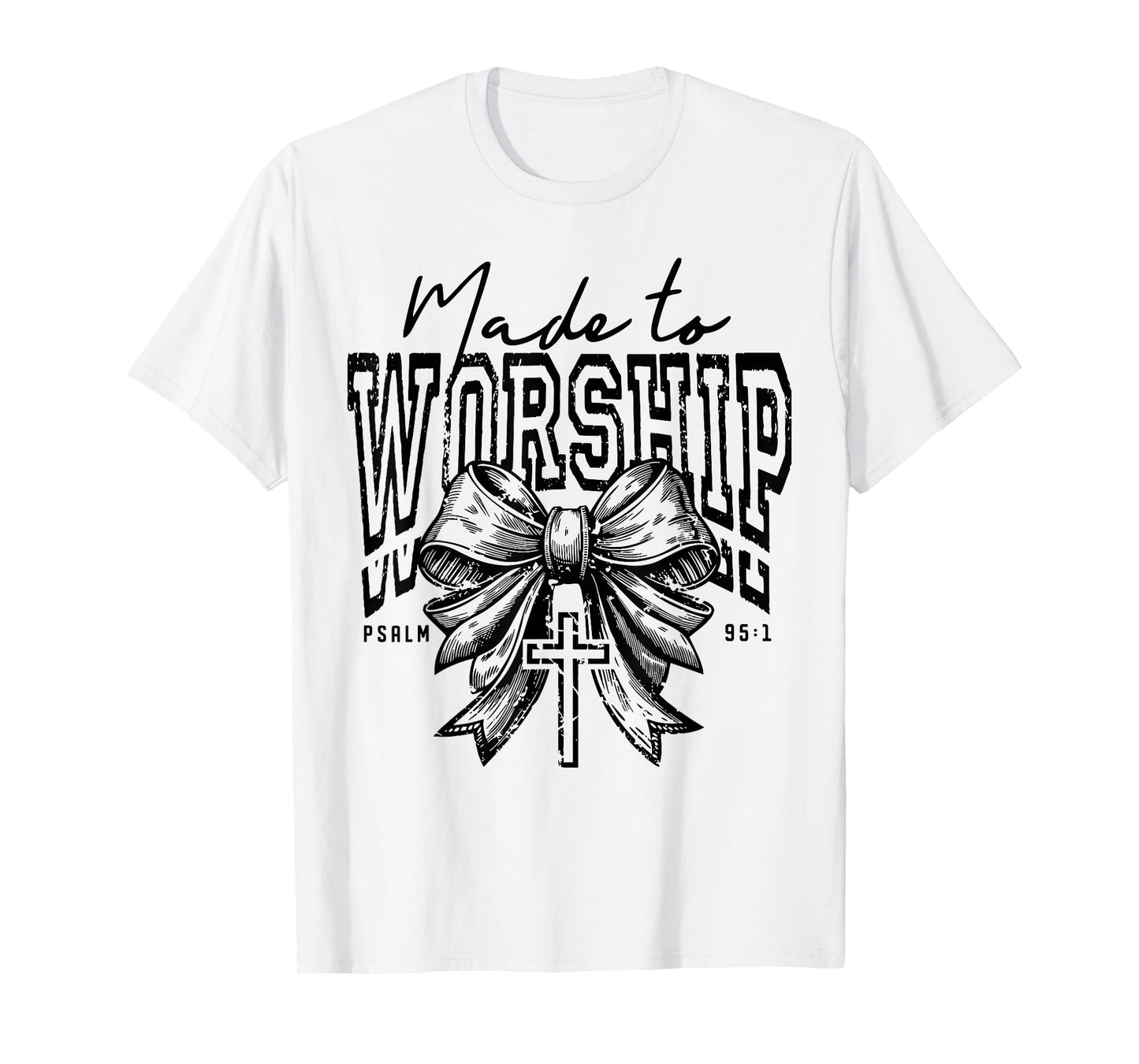 Retro Christian Made To Worship Coquette Bible Verse T-Shirt