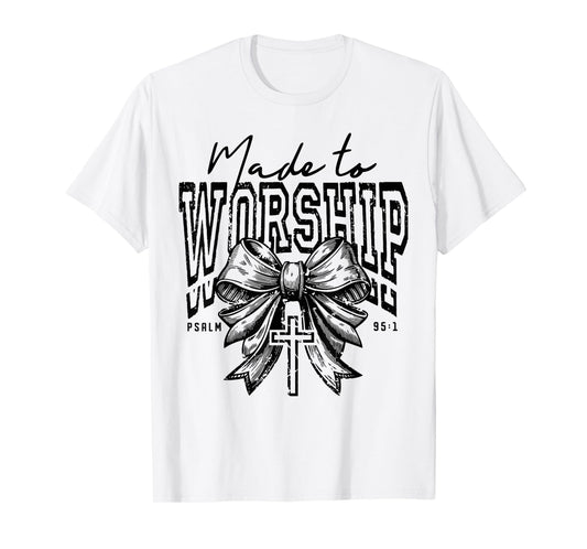 Retro Christian Made To Worship Coquette Bible Verse T-Shirt