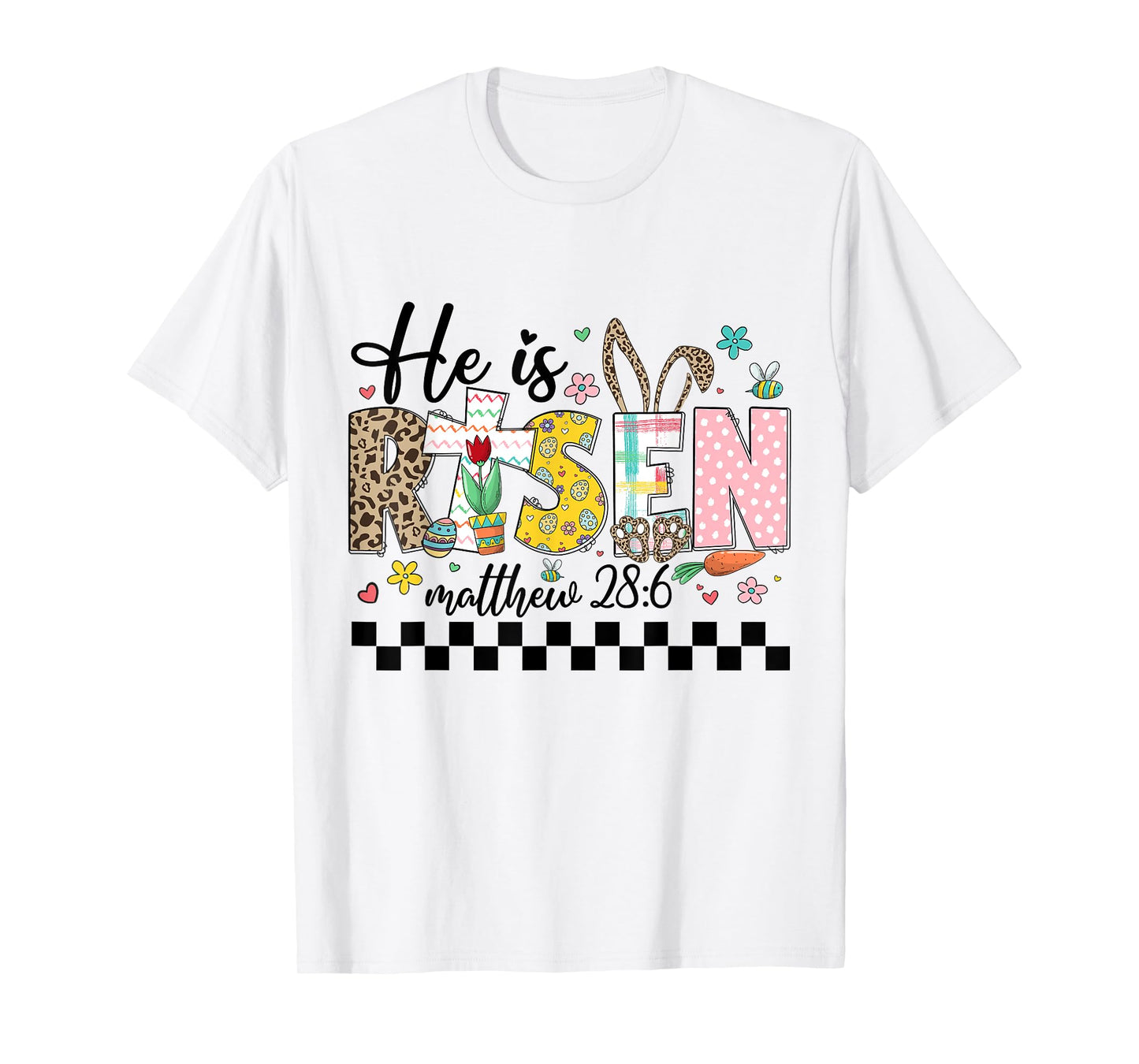 He Is Risen Christian Easter Rabbit Happy Easter Women Girls T-Shirt