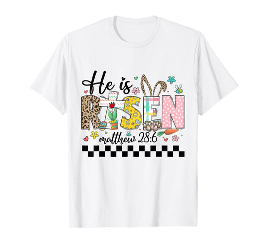 He Is Risen Christian Easter Rabbit Happy Easter Women Girls T-Shirt