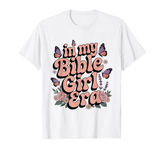 Bible Girl Era Retro Faith Butterfly Floral Aesthetic T-Shirt