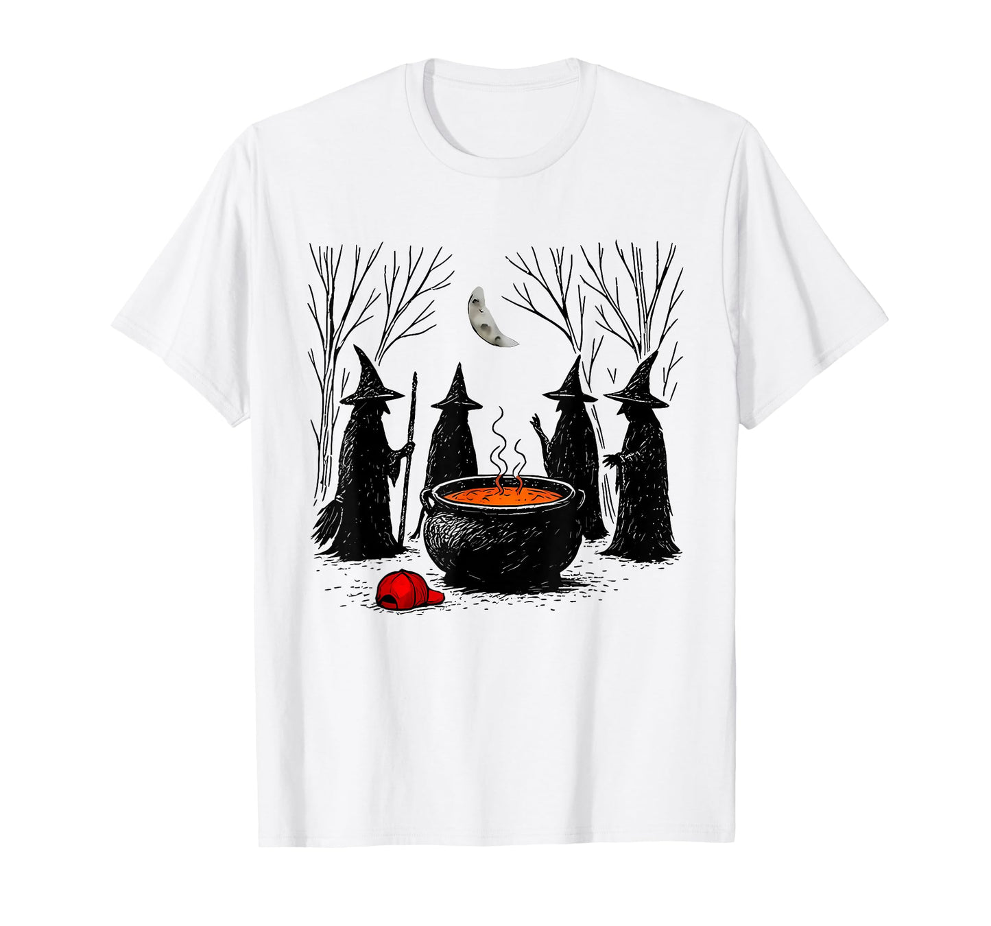 Funny Witches Brewing Cauldron Red Hat Anti Tr-mp Hallow T-Shirt