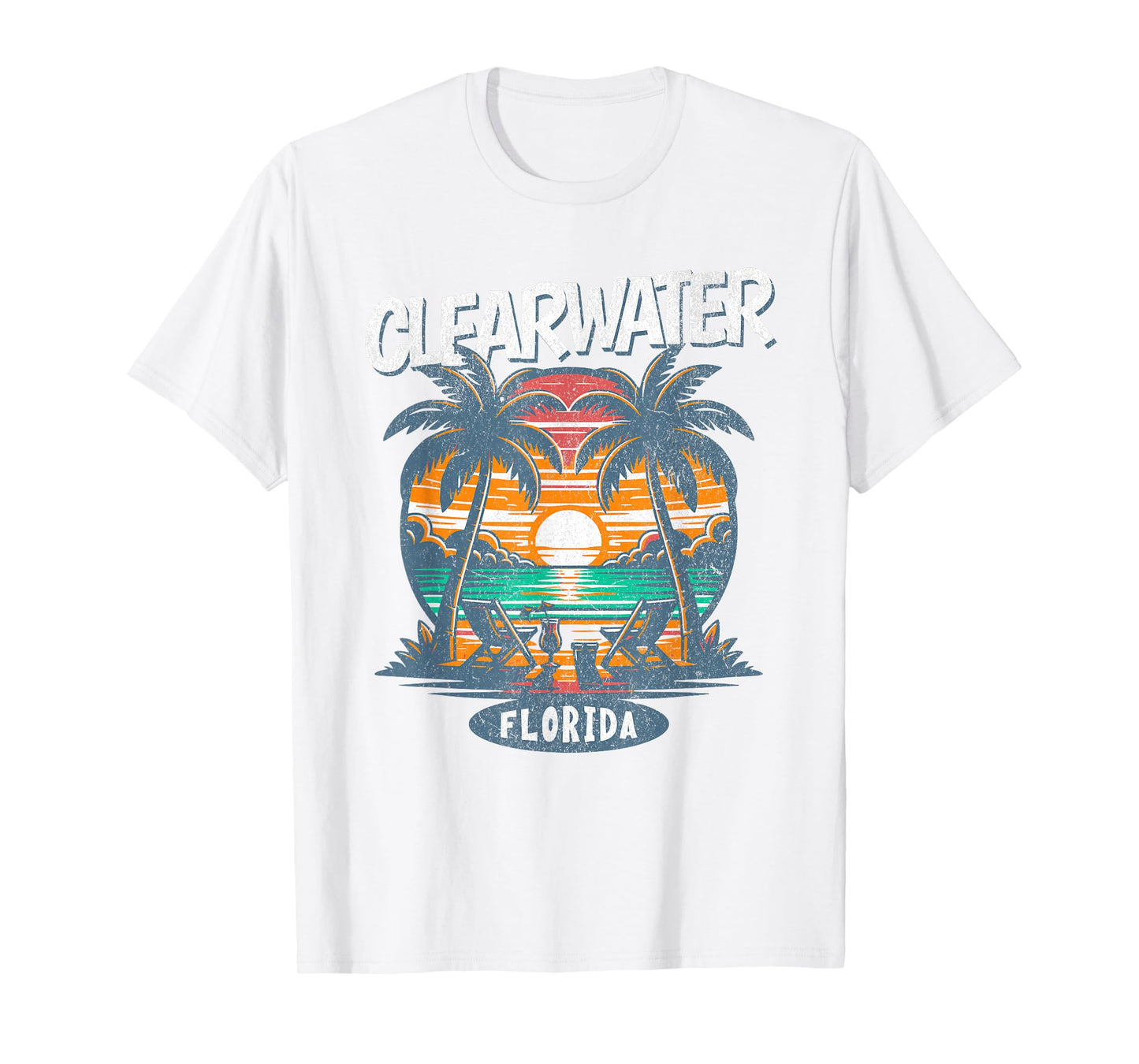 Clearwater Beach Florida Vintage Spring Break Vacation Retro T-Shirt for Men Women Kids