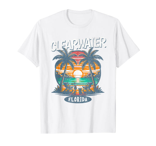 Clearwater Beach Florida Vintage Spring Break Vacation Retro T-Shirt for Men Women Kids