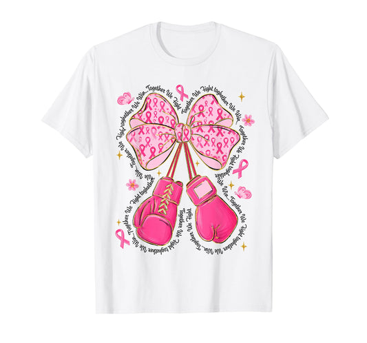 Breast Cancer Awareness Pink Ribbon Gloves Coquette Bow T-Shirt