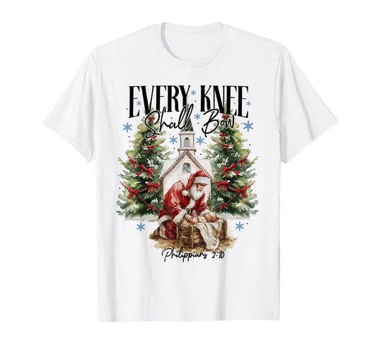 Every Knee Shall Bow Nativity Scene Religious Christmas T-Shirt