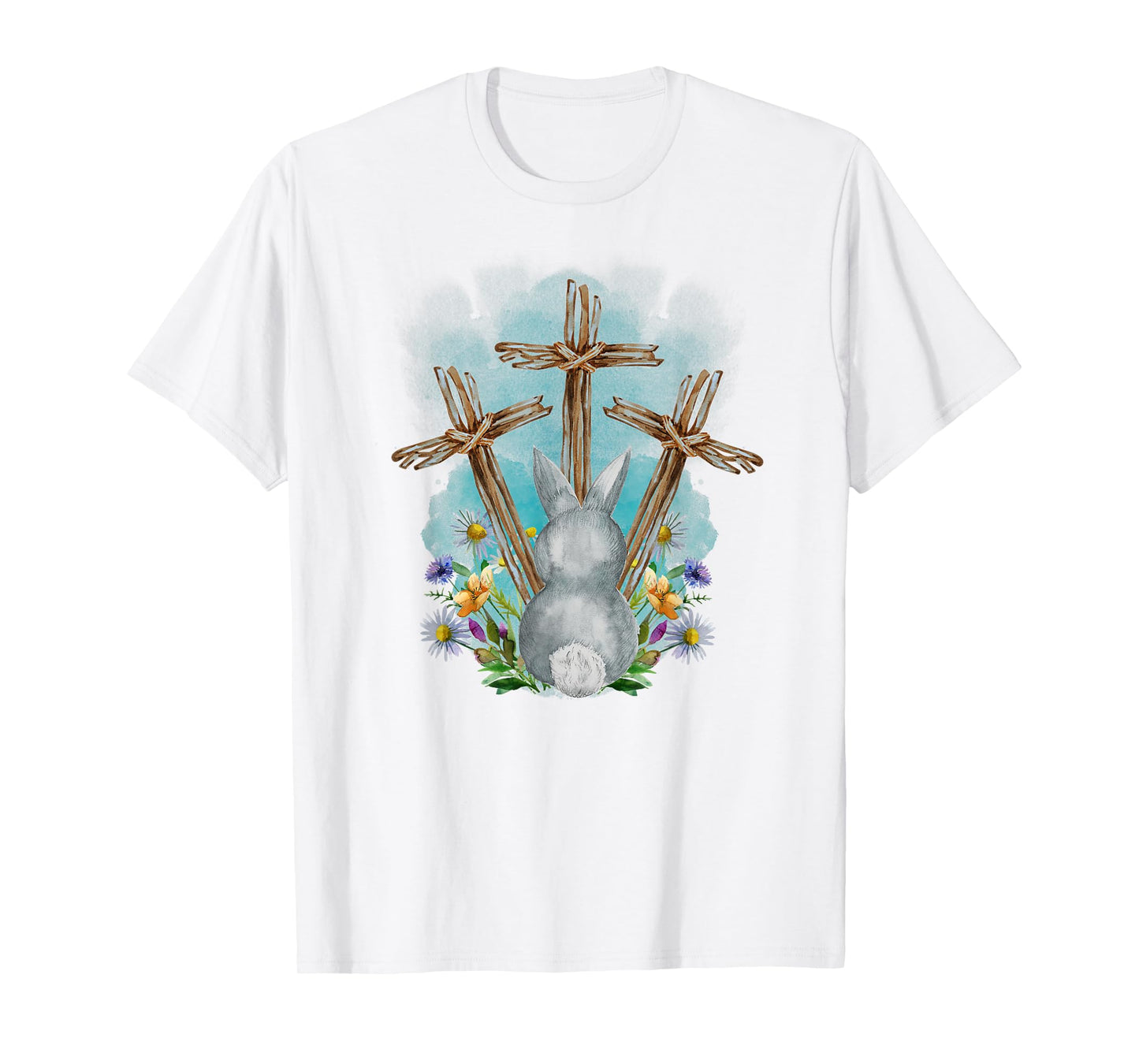 Easter Bunny with Trio Crosses Inspirational Christian Faith T-Shirt