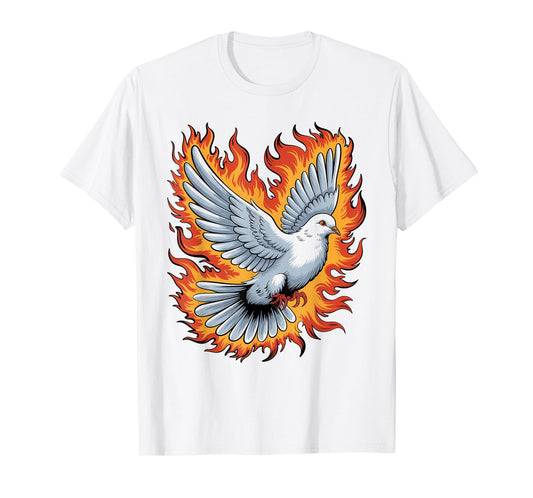 Fiery Dove Rising Spiritual Art T-Shirt