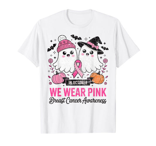 Breast Cancer Women Halloween in October We Wear Pink T-Shirt