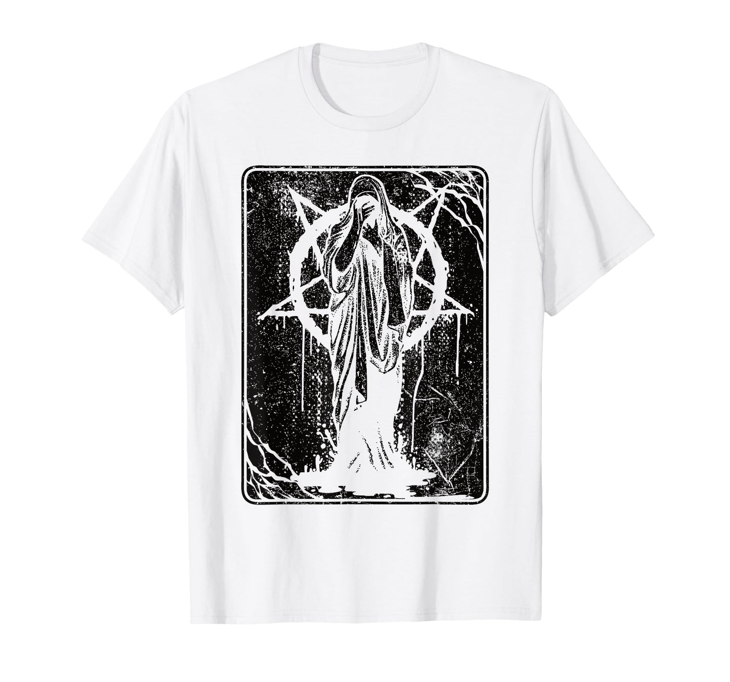 Black Satanic Occult Dark Art Evil 666 Pentagram Antichrist T-Shirt