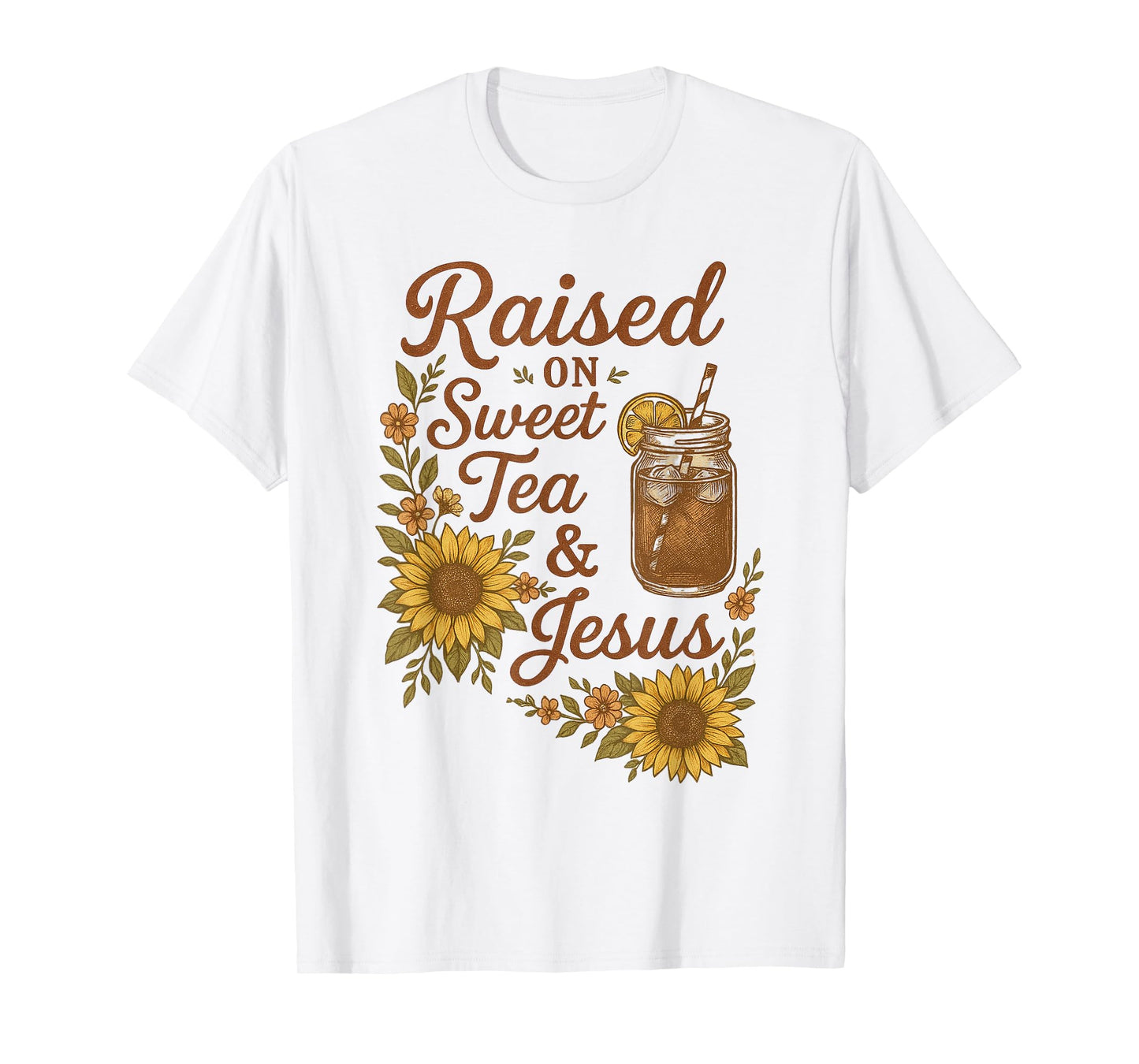 Boho Country Raised on Sweet Tea and Jesus Vintage Cowgirl T-Shirt