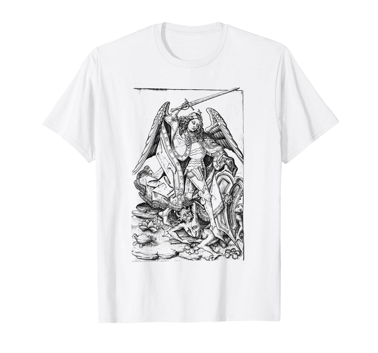 Saint Michael the Archangel Defeating Satan Christian T-Shirt