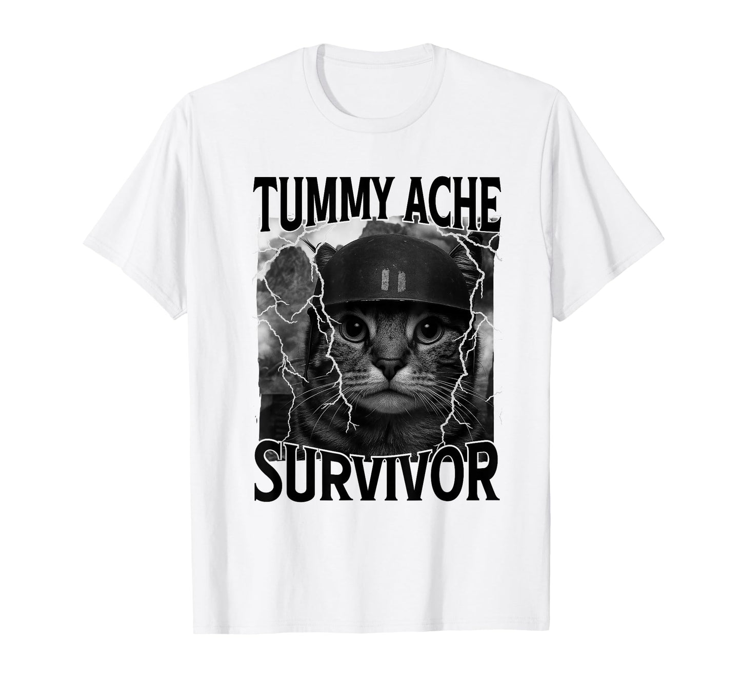 Funny Saying Cat Tummy Ache Survivor Meme Survived Today's T-Shirt
