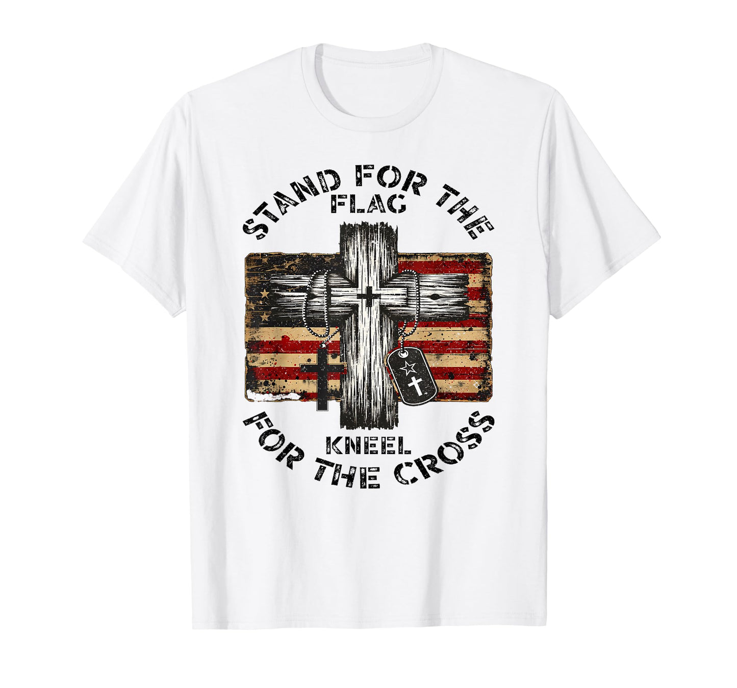 Stand for the Flag kneel for the cross USA Christian Flag T-Shirt