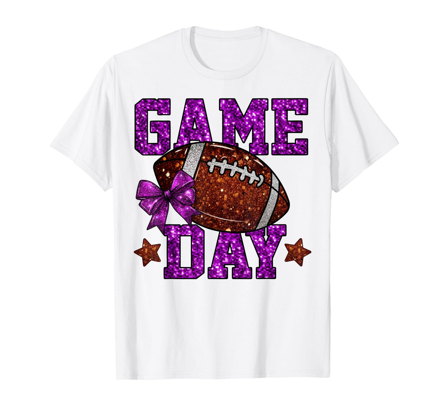 Game Day Football Season Football Mama Purple Bow Cheer Girl T-Shirt