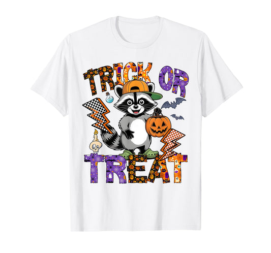 Trick Or Treat Spooky Raccoon Feral Halloween Men Women T-Shirt
