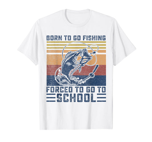 Funny Born To Go Fishing Bass Fish Fisherman Boys Kids T-Shirt