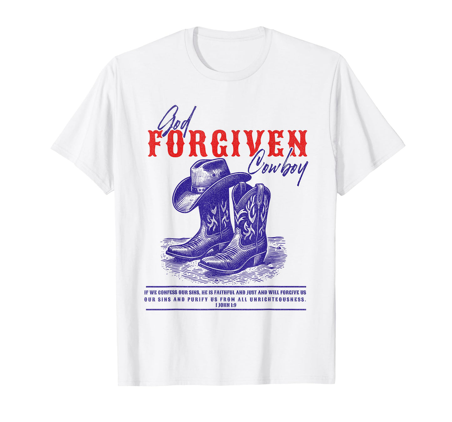 Cowboy Bible Scripture Verse Western Jesus For Mens T-Shirt