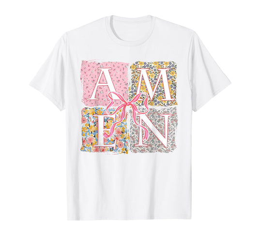 Floral Amen Retro Christian Easter Bible Verse God Faith T-Shirt