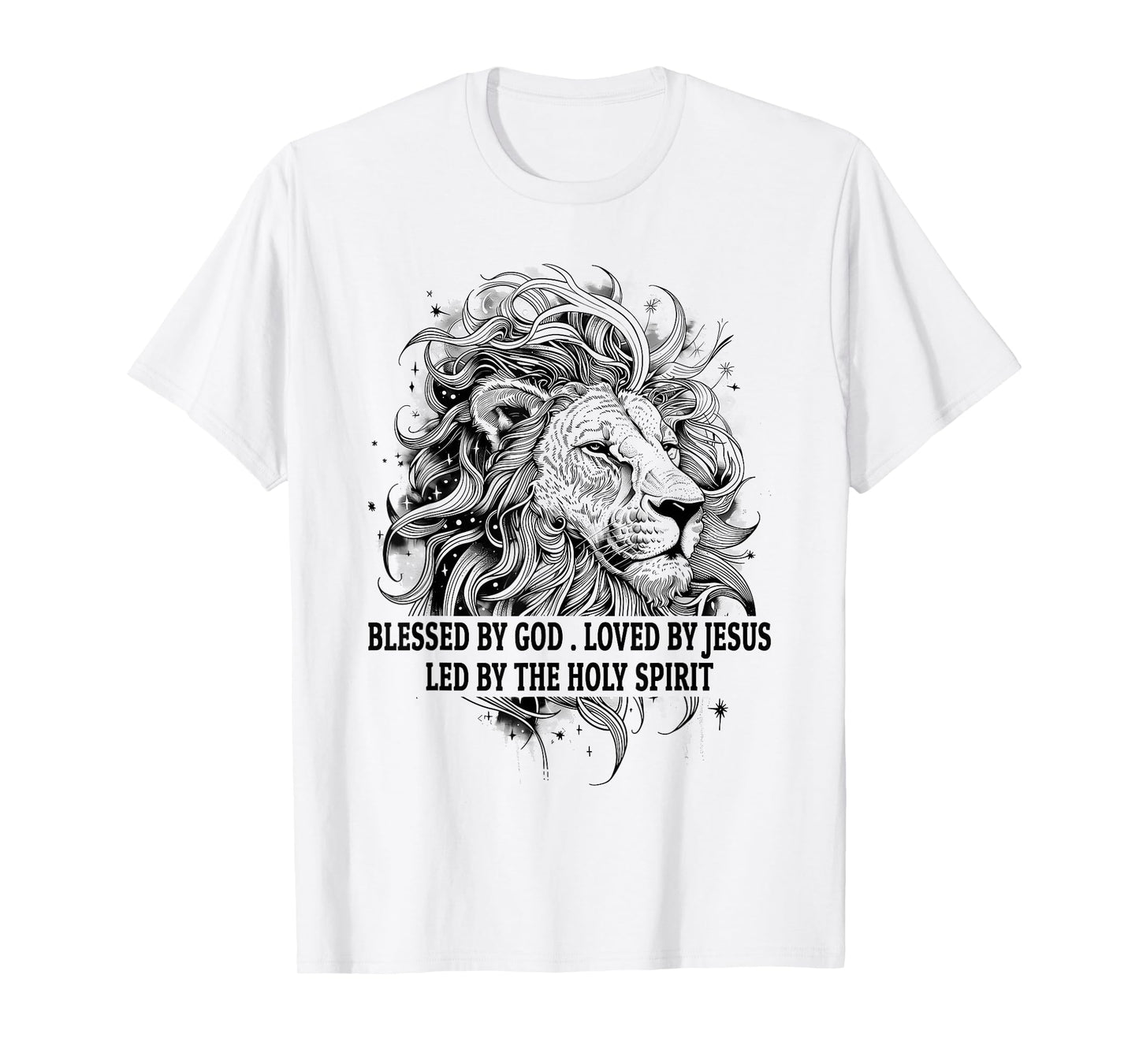 Blessed by God Loved by Jesus Religious Christian Lion Gift T-Shirt
