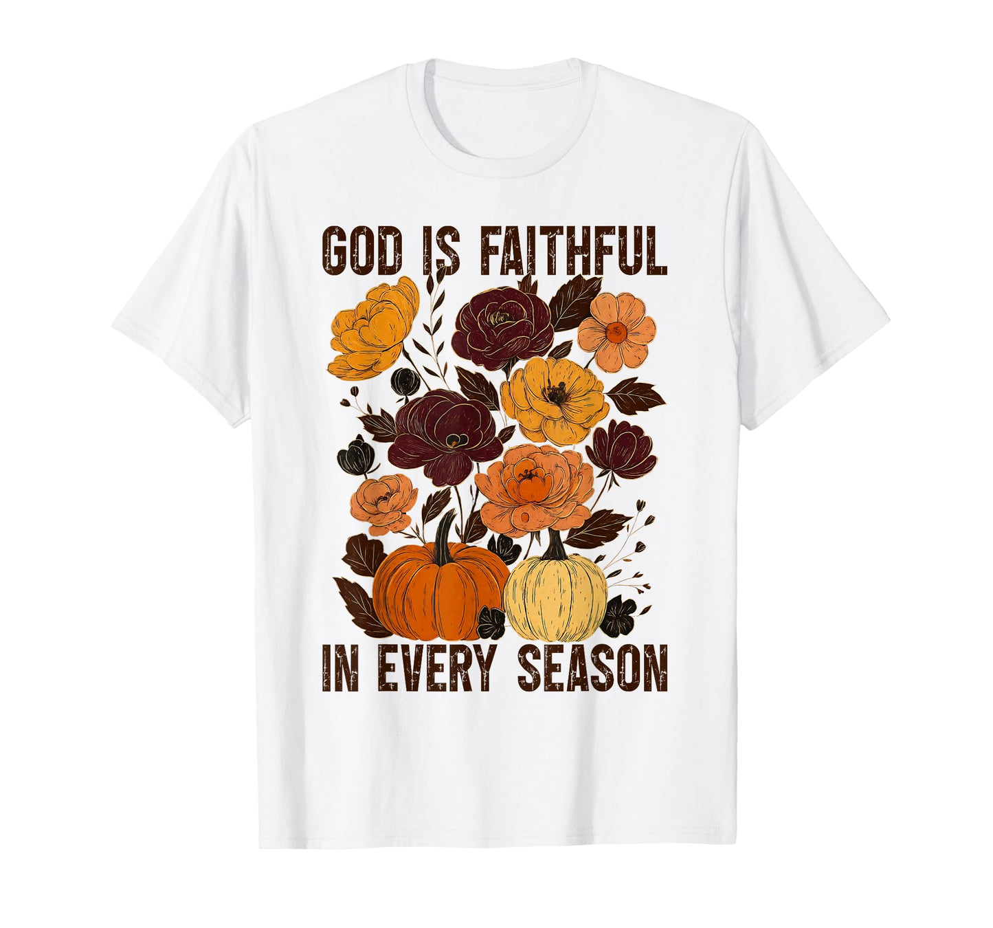 God is Faithful in Every Season Christian Fall Boho Floral T-Shirt