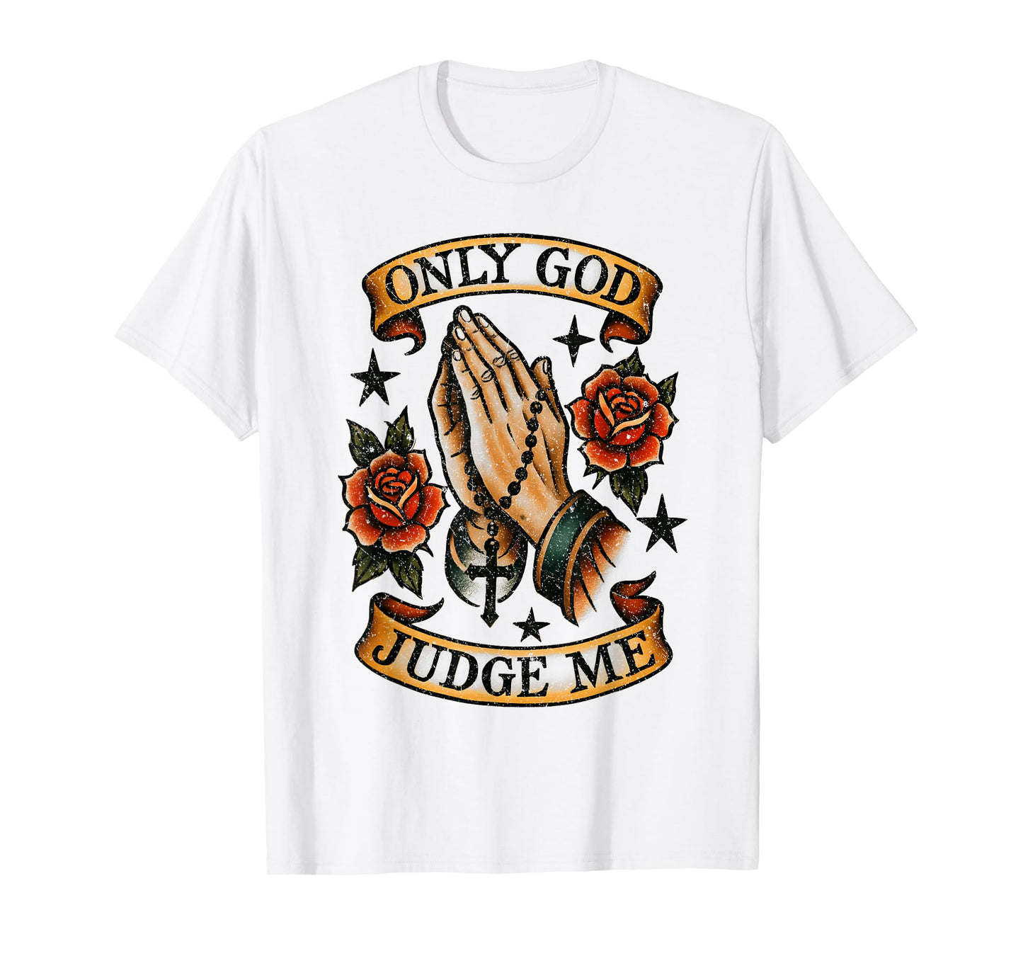 Only God Can Judge Me Prayer Hands Doves Chicano Tattoo T-Shirt