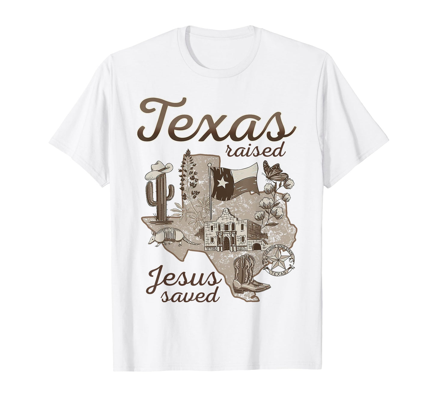 Texas Raised Jesus Saved T-Shirt
