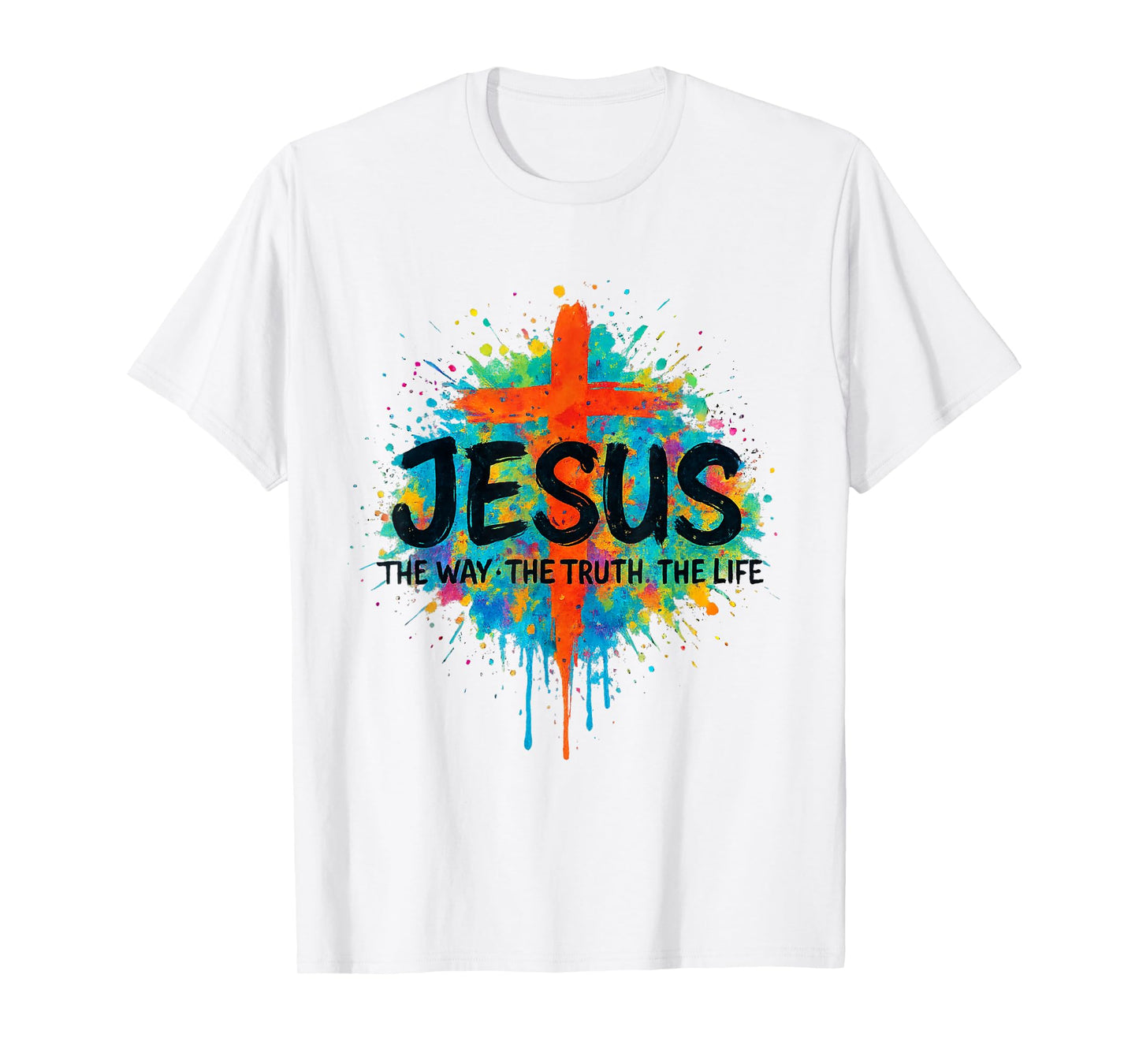 Jesus The WayTruth Life Colorful with Christian Cross T-Shirt