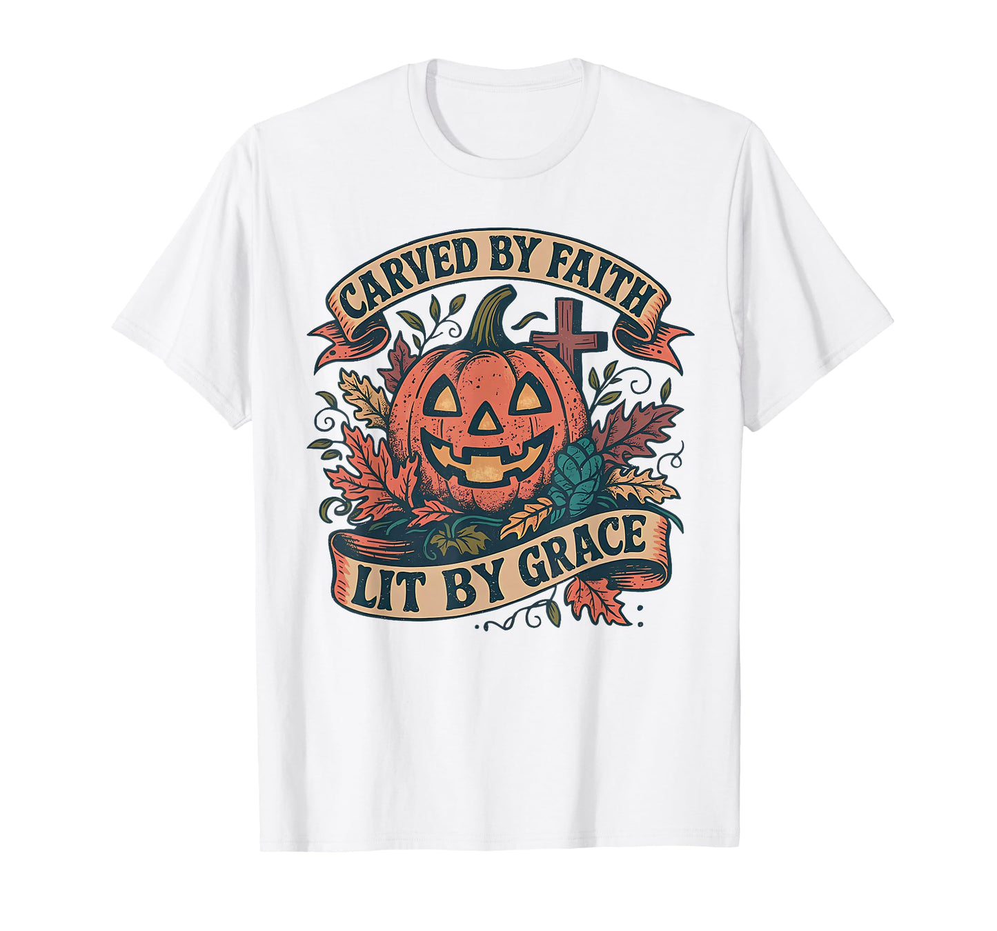 Carved by Faith Pumpkin Christian Fall Halloween T-Shirt