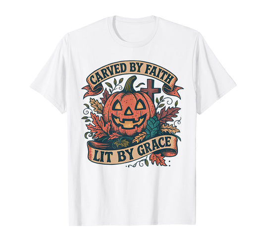 Carved by Faith Pumpkin Christian Fall Halloween T-Shirt