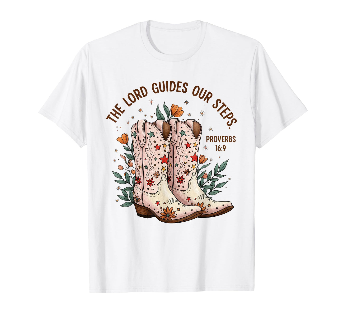 Christian Cowgirl Boots Proverbs 16:9 Bible Verse Western T-Shirt