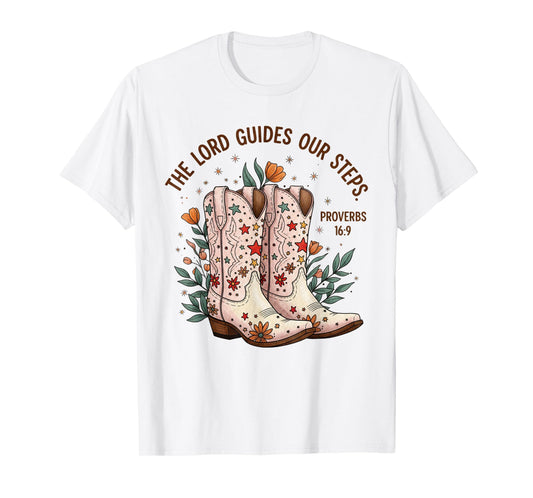 Christian Cowgirl Boots Proverbs 16:9 Bible Verse Western T-Shirt