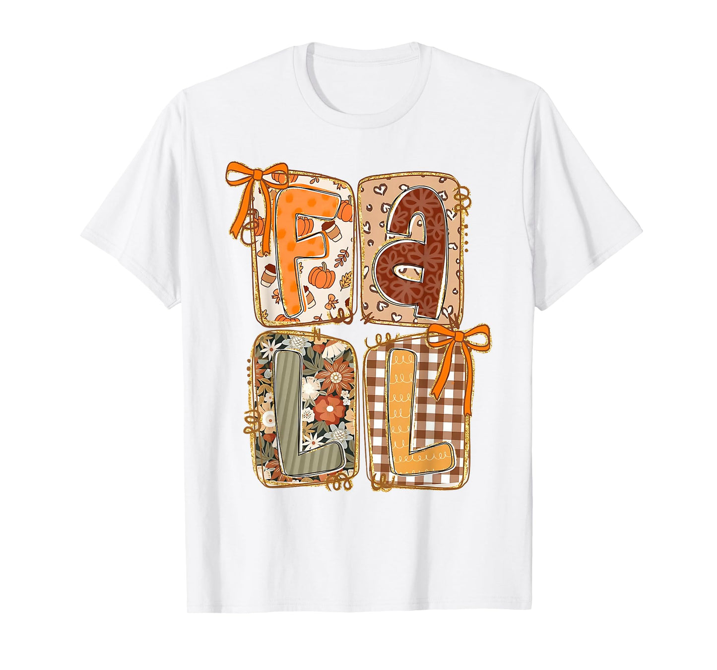 Preppy Floral Fall Coquette Bow Pumpkin Season Thanksgiving T-Shirt