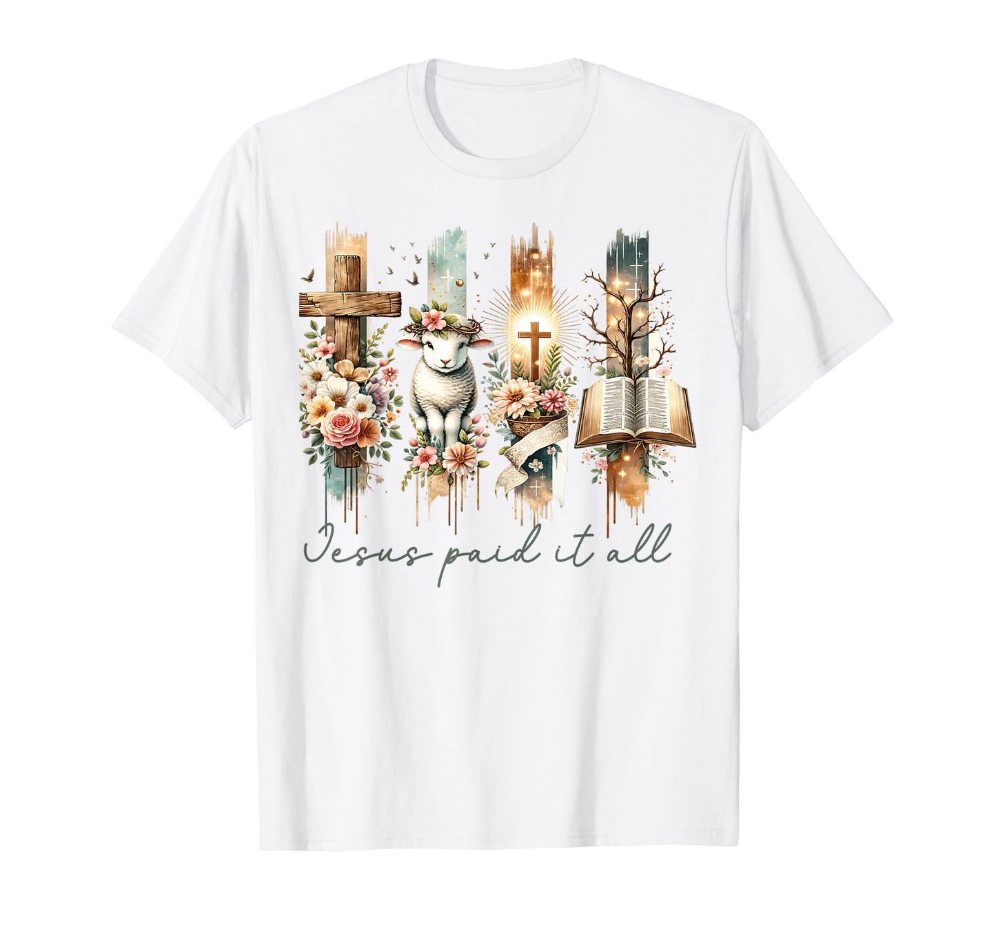 Vintage Religious Easter Jesus Paid It All Lamb Risen Cross T-Shirt