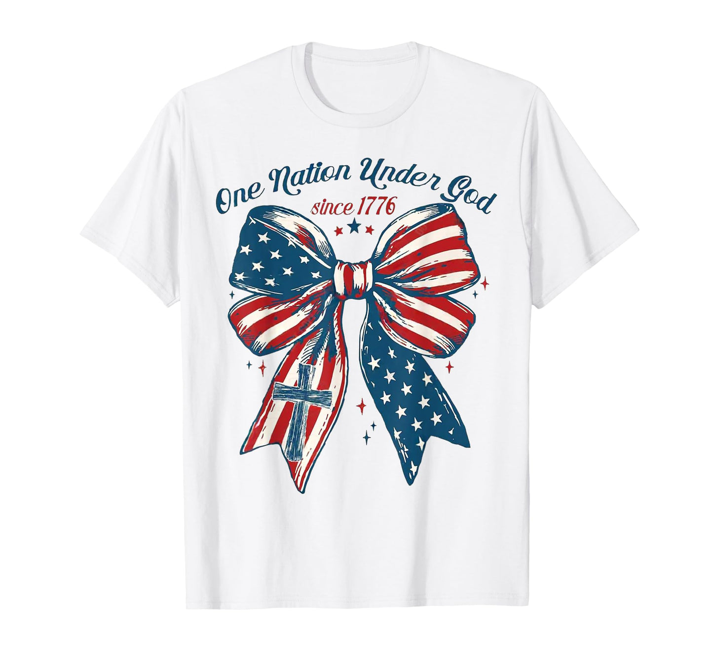 One Nation Under God Flag 4th Of July Patriotic Christian T-Shirt