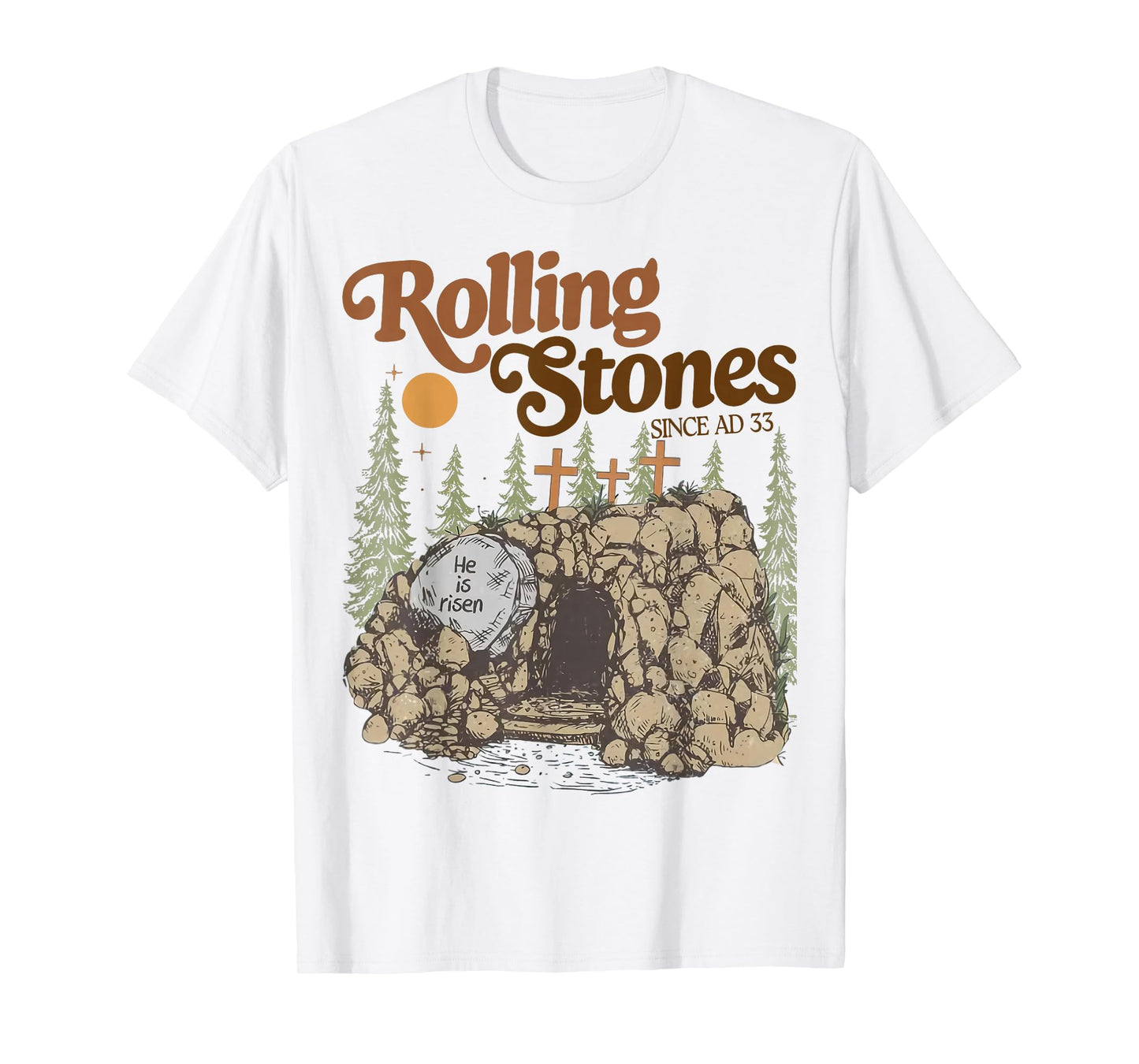 The Stone Was Rolled Away He Is Alive Retro Christian Easter T-Shirt