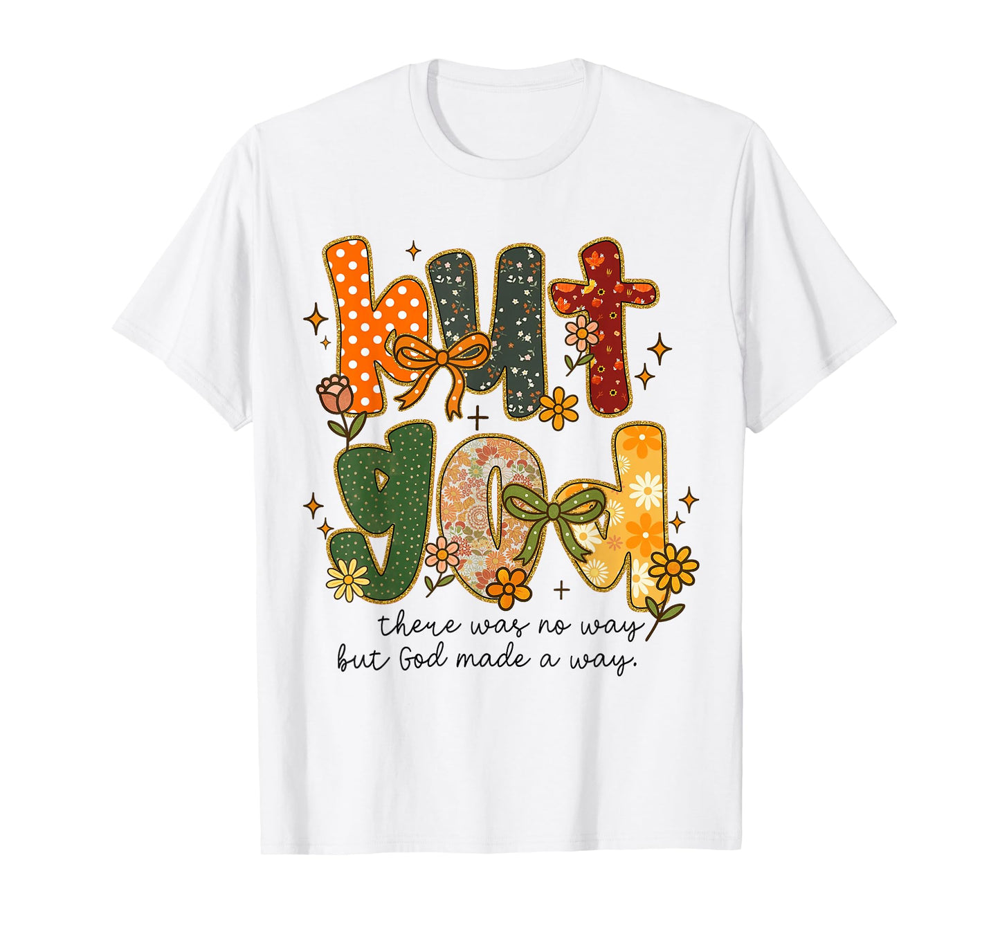 But God Christian Fall Autumn Floral Pumpkin Coquette Bow T-Shirt