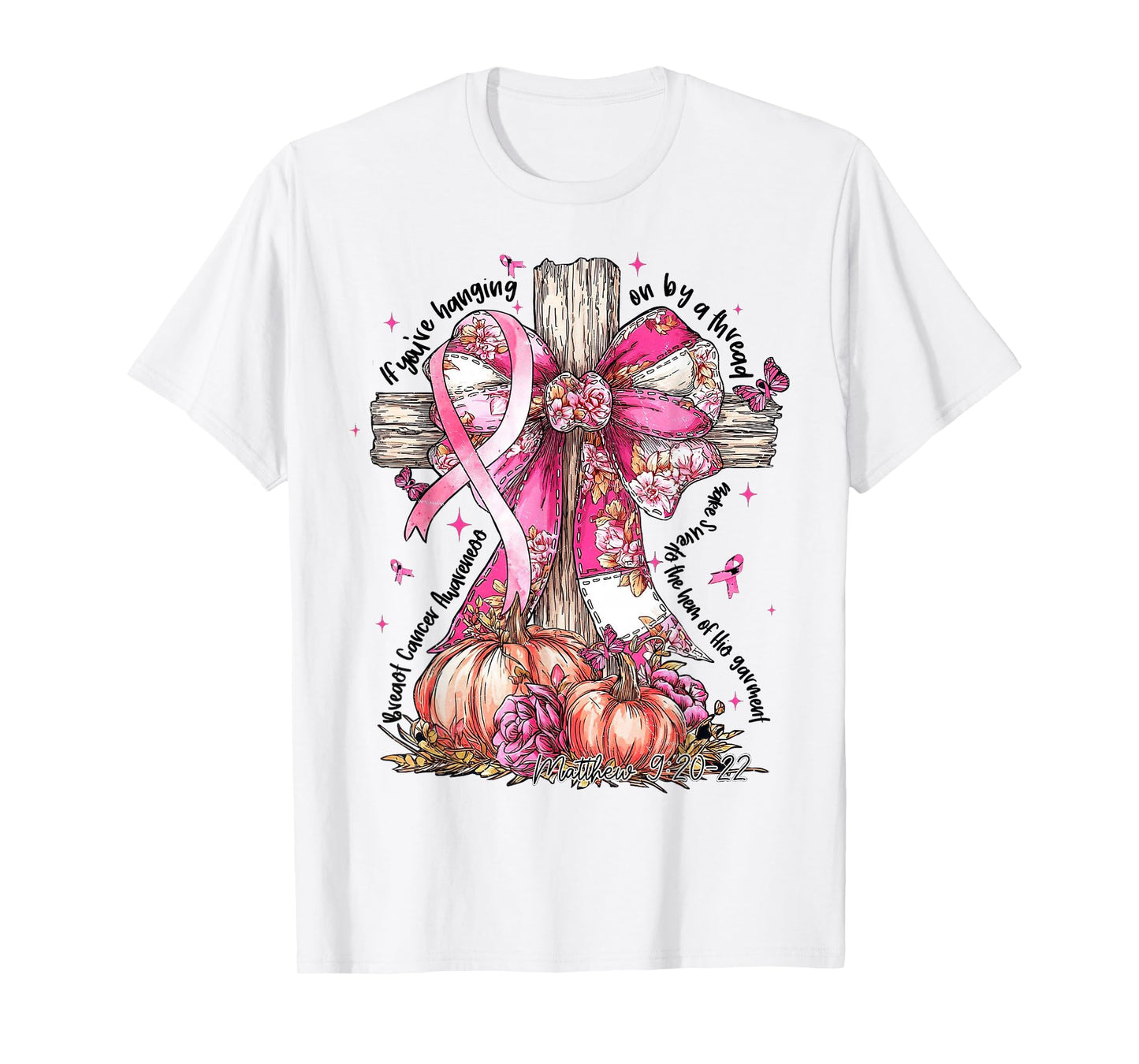 Jesus Pink Bow Cross Breast Cancer Faith Hope Strength T-Shirt