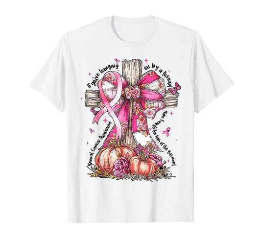 Jesus Pink Bow Cross Breast Cancer Faith Hope Strength T-Shirt