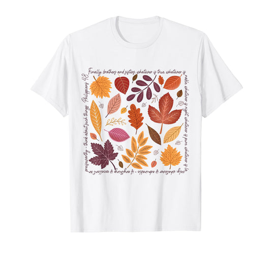 Fall Leaves Christian Thanksgiving Bible Verse Faith Based T-Shirt