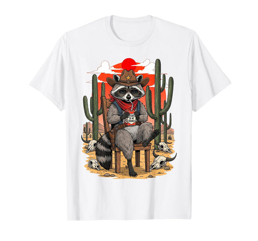 Country Cowboy Raccoon Rodeo Cowgirl Funny Western Texas T-Shirt