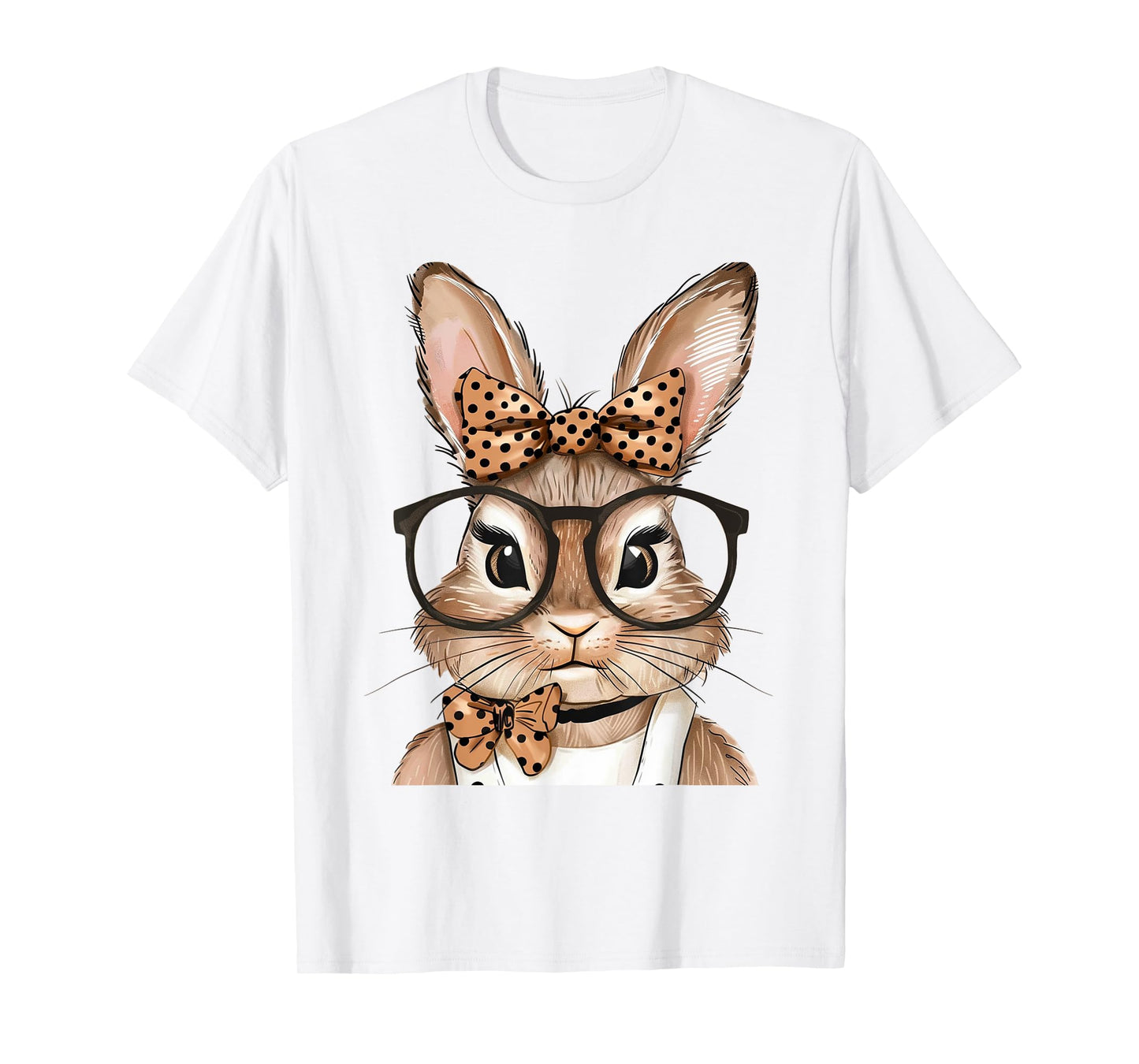 Cute Bunny With Glasses Rabbit Easter Day Women Girls Kids T-Shirt