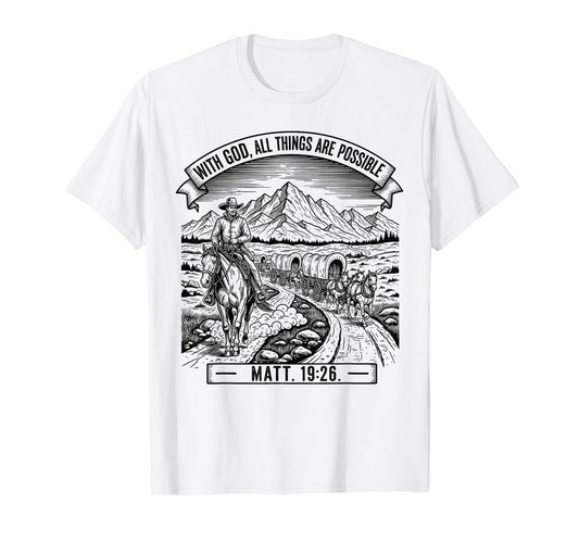 Cowboy Bible Scripture Verse Western Jesus for Men Faith T-Shirt