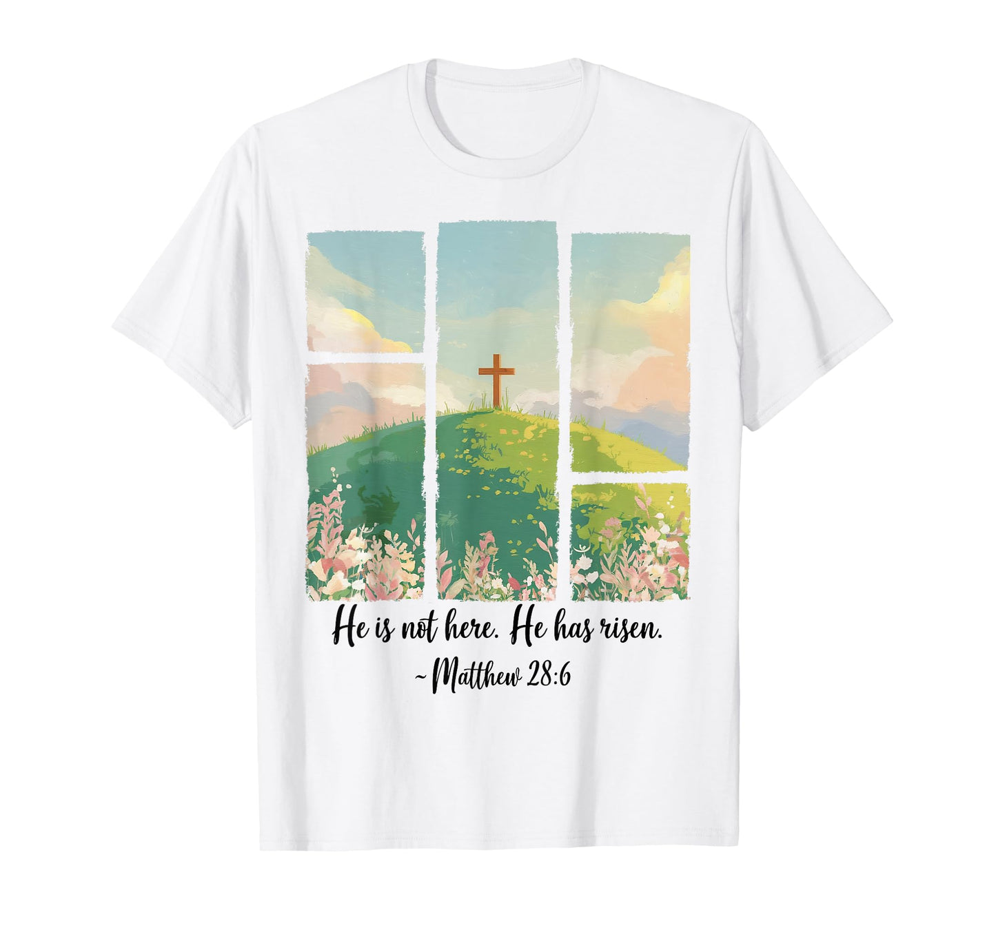 Christian Easter Men Women Kids Jesus Cross He Is Risen T-Shirt