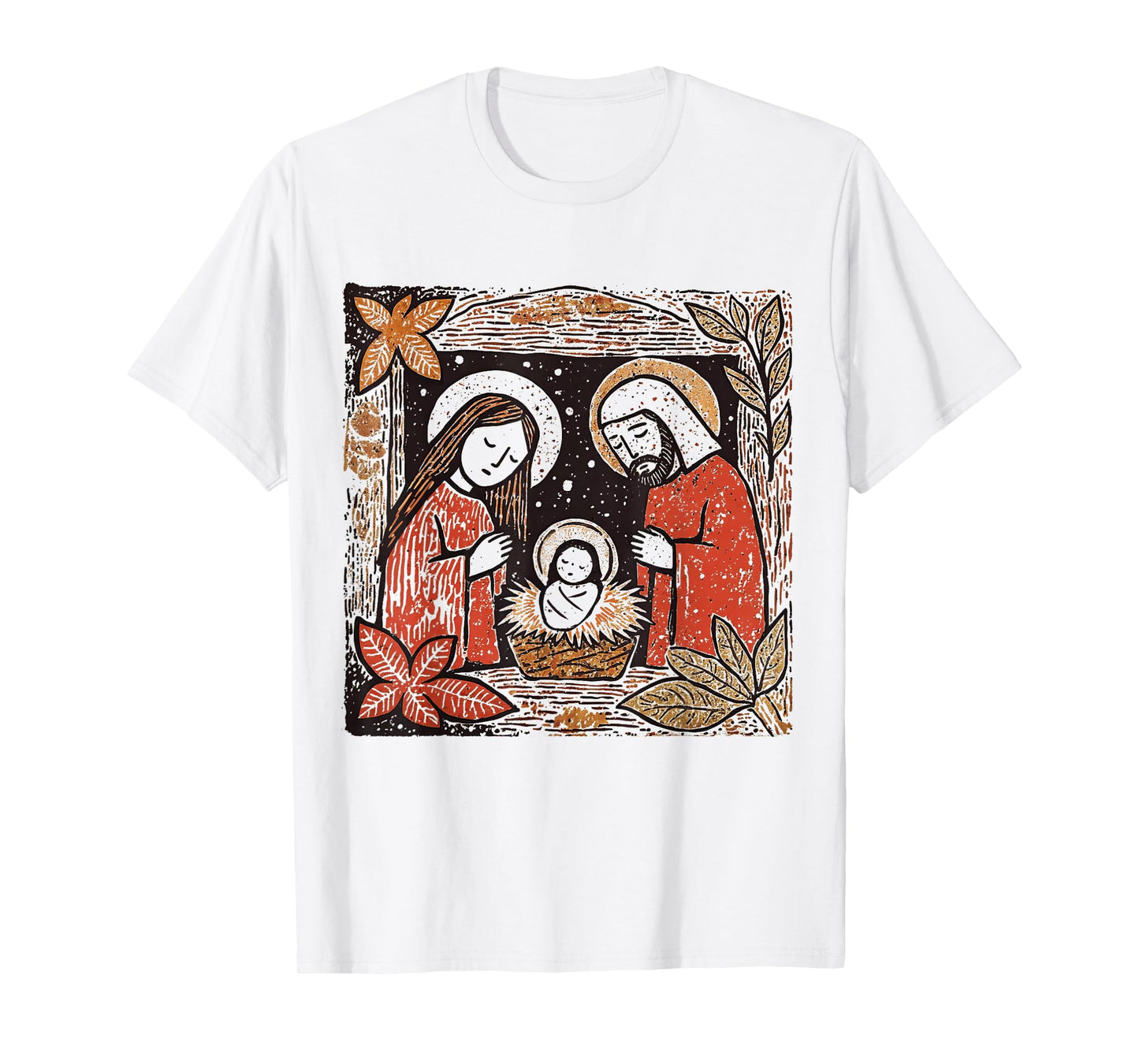 Jesus Christmas Boho Floral Nativity Scene Christian Women T-Shirt