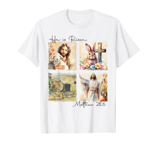 He is Risen Jesus Christian Happy Easter Women Kids Girls T-Shirt