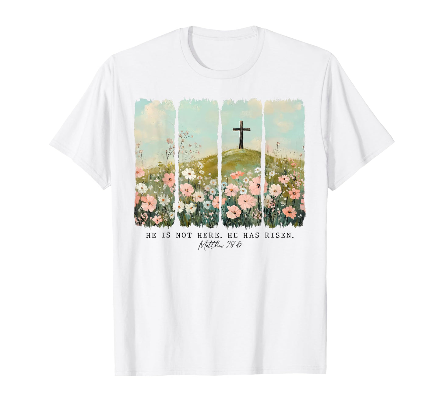 He Is Risen Christian Wildflower Happy Easter Women Girls T-Shirt