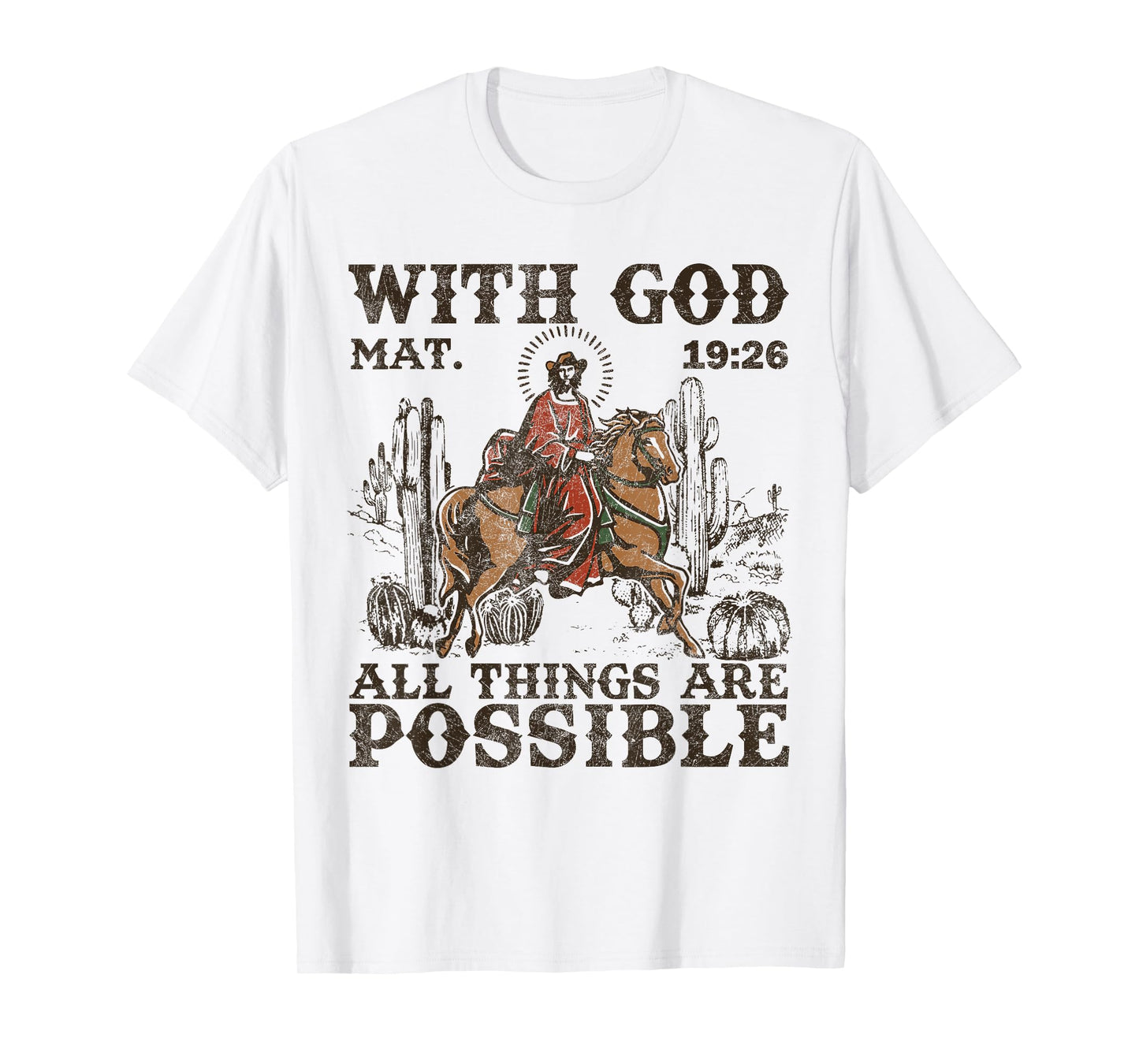 Jesus Cowboy Bible Scripture Verse Western For Men Faith T-Shirt