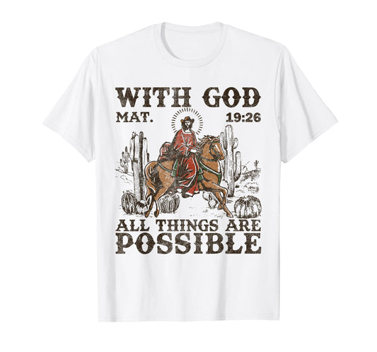 Jesus Cowboy Bible Scripture Verse Western For Men Faith T-Shirt