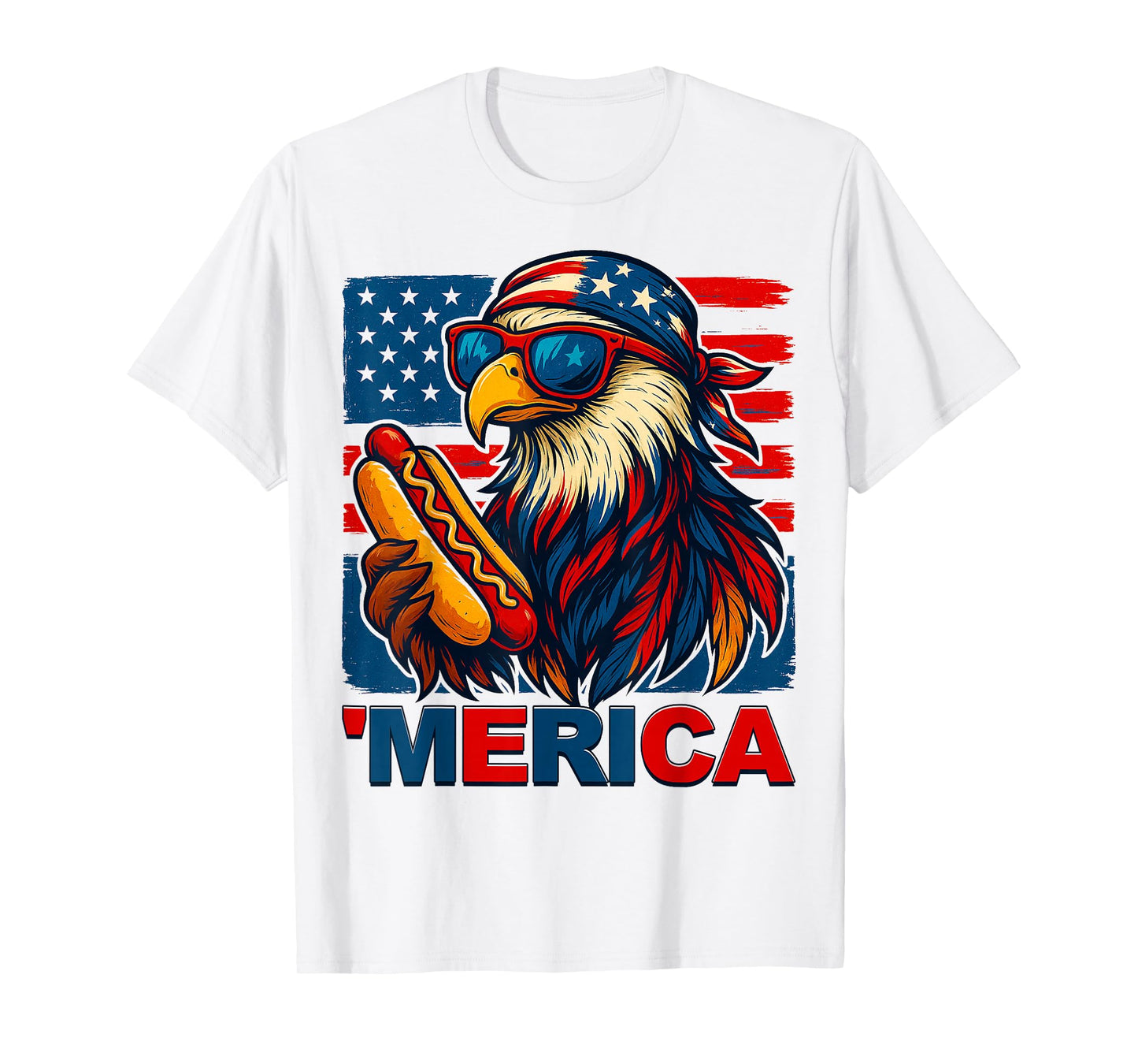 Funny Merica Eagle Hotdog USA Flag 4th Of July Patriotic Men T-Shirt